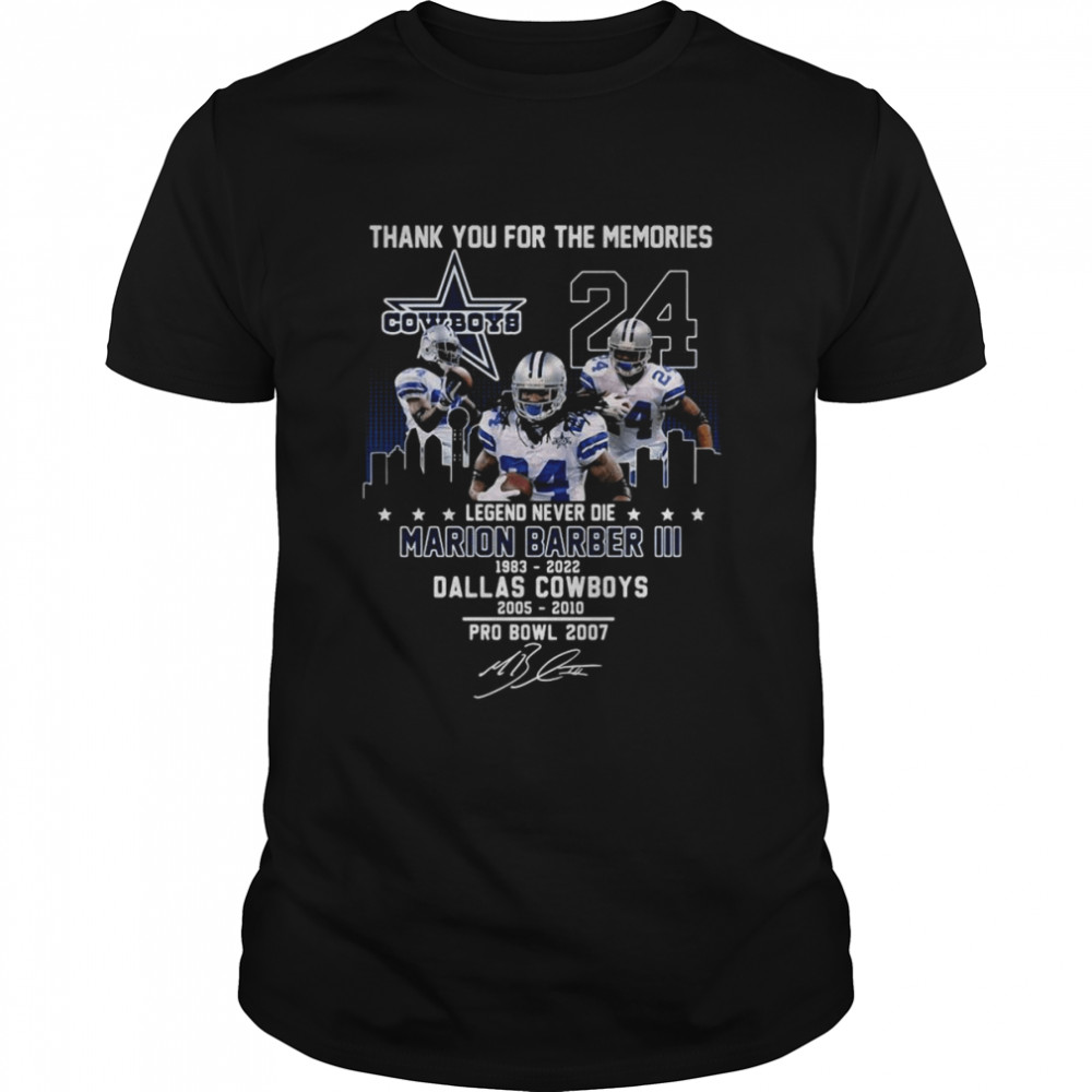 Thank You For The Memories Legend Never Die Marion Barber Iii Dallas Cowboys Pro Bowl 2007 Signature  Classic Men's T-shirt