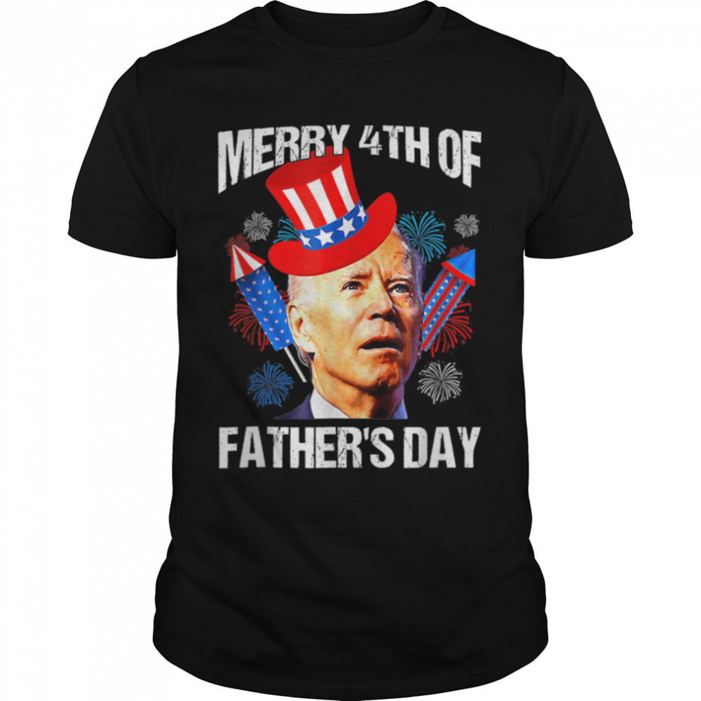 Vintage Merry 4Th Of Fathers Day Funny Fourth Of July T-Shirt B0B3Dpvpn7