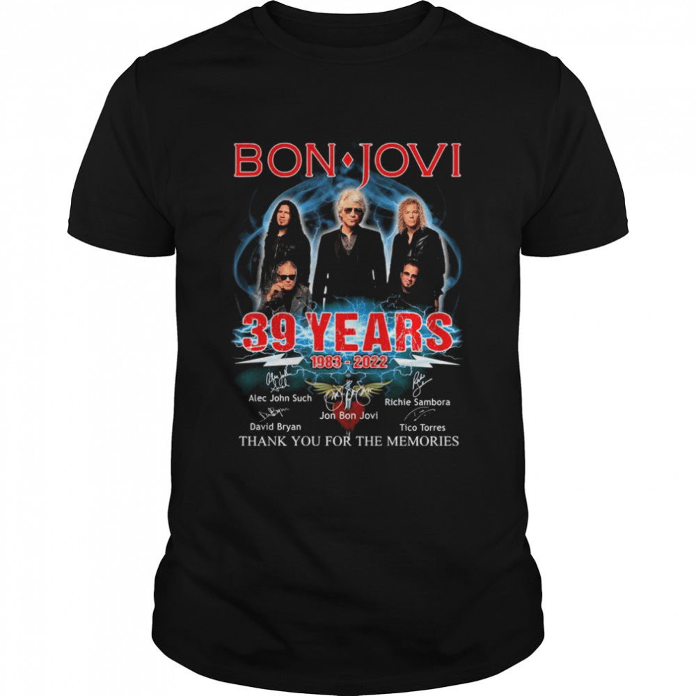 Bon Jovi 39 Years 1983 2022 Signatures Thank You For The Memories Shirt