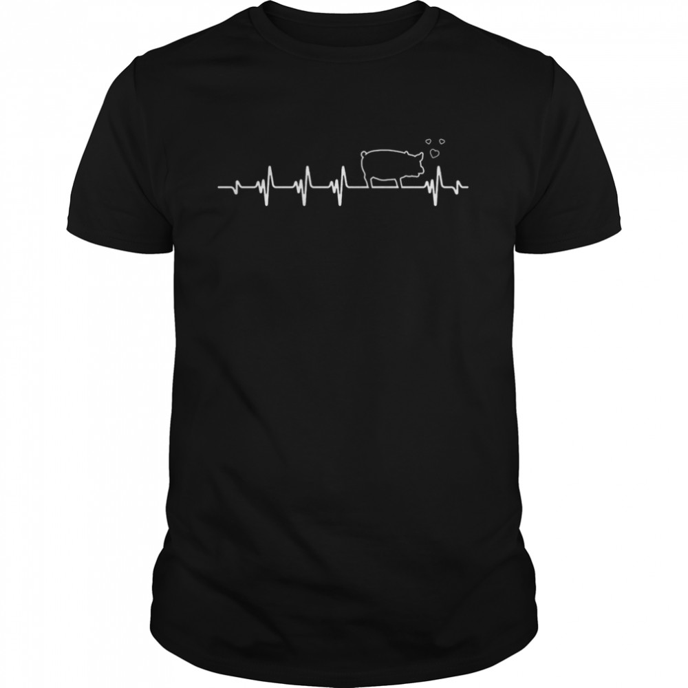 Piggy With Heart Pigsty Farm Pig Heartbeat Shirt