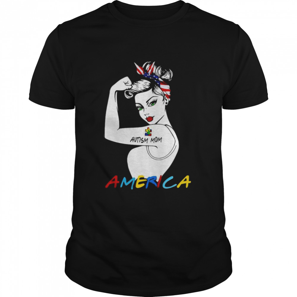 Strong Woman Autism mom America shirt Classic Men's T-shirt