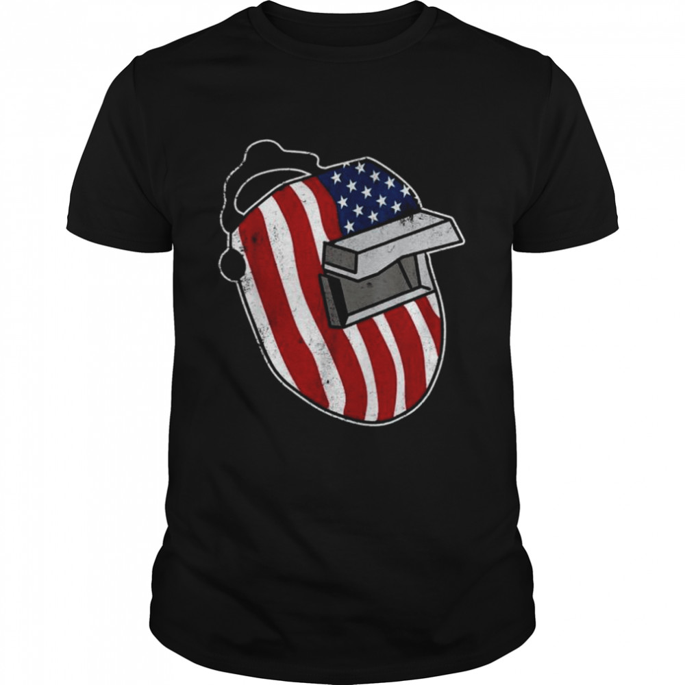 Welding Mask American Flag Vintage Patriotic Welder Shirt