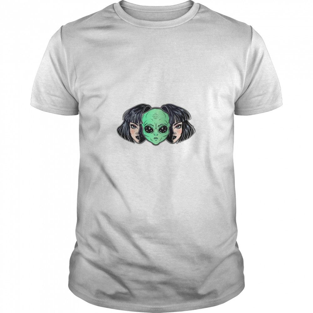 Colorful vibrant portrait of an alien from outer space face in disguise as human girl. Chiffon Top