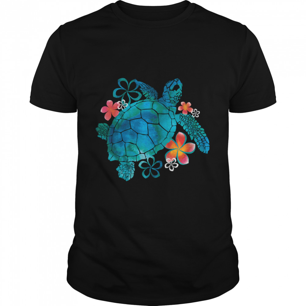 Sea Turtle With Flowers Classic T-Shirt