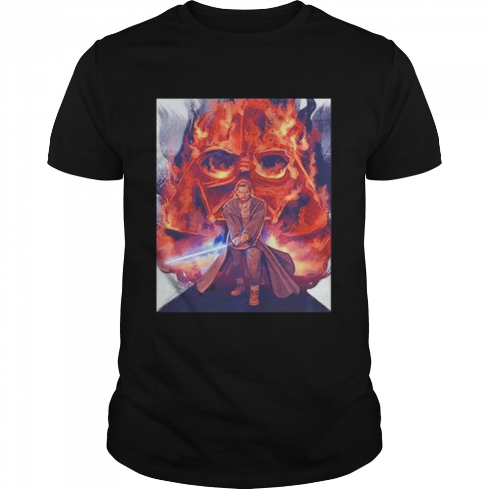 Star wars obi wan kenobi and fire darth Vader fan digital art shirt