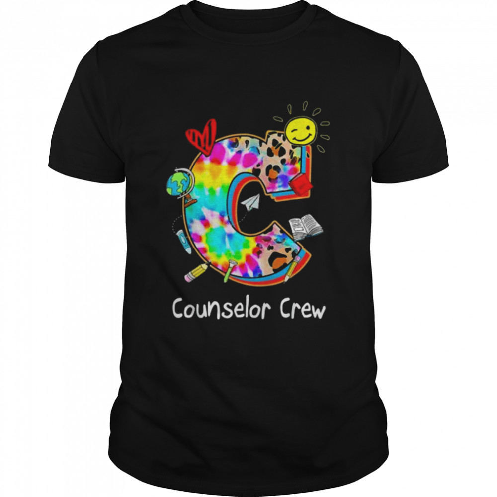 C Is For Team Counselor Crew Back To School Leopard Tie Dye Shirt