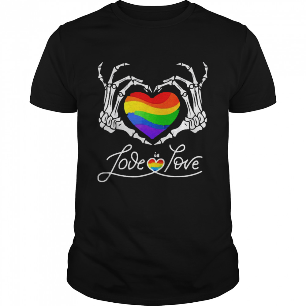 Rainbow skeleton heart love is love LGBT gay lesbian pride shirt