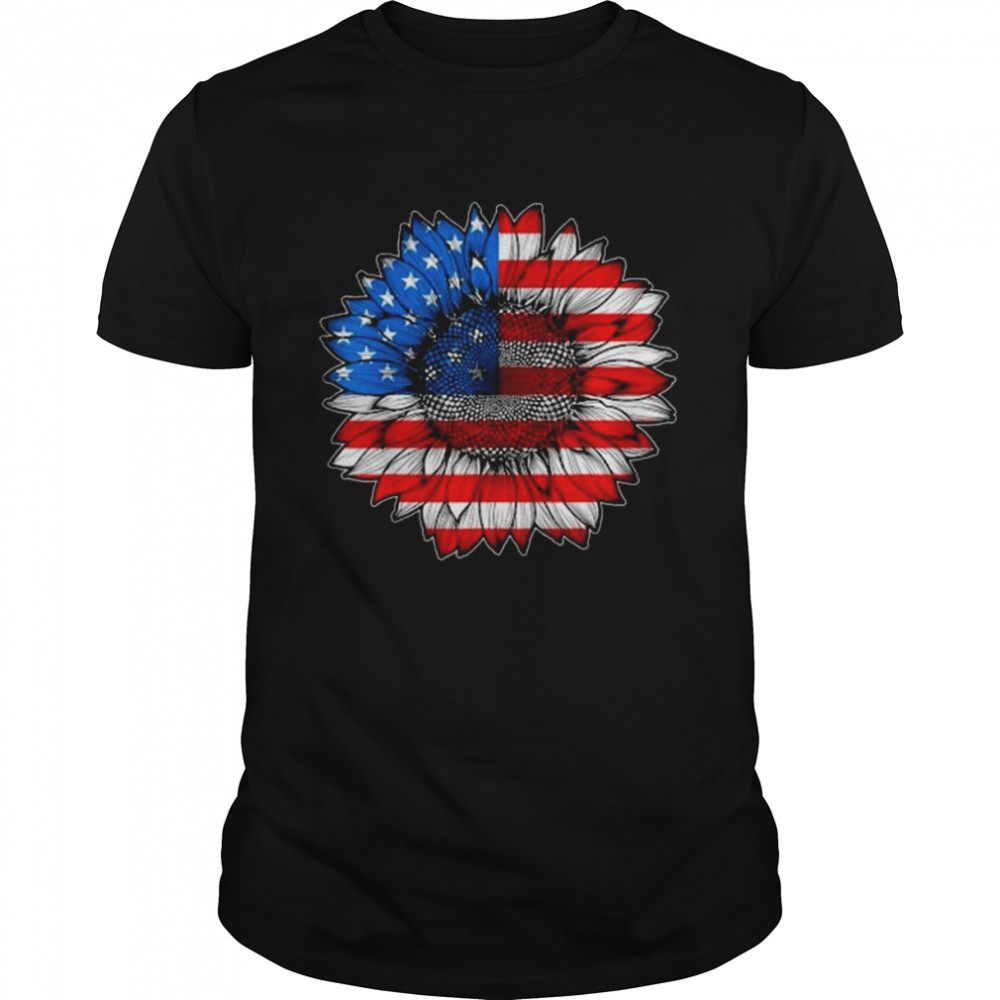 4th Of July American Flag Sunflower Patriotic Shirt