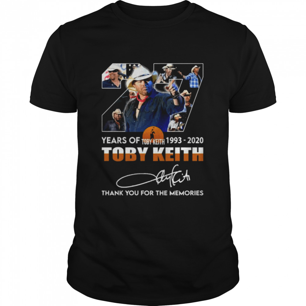 27 Years Of 1993-2020 Thank You For The Memories Toby Keith shirt