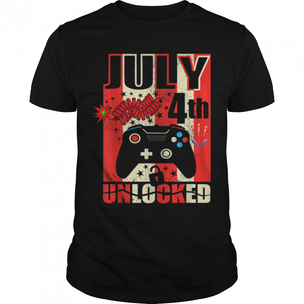 4Th Of July 4Th Fourth Of July Level Unlocked Independence T-Shirt B0B3Spfskn
