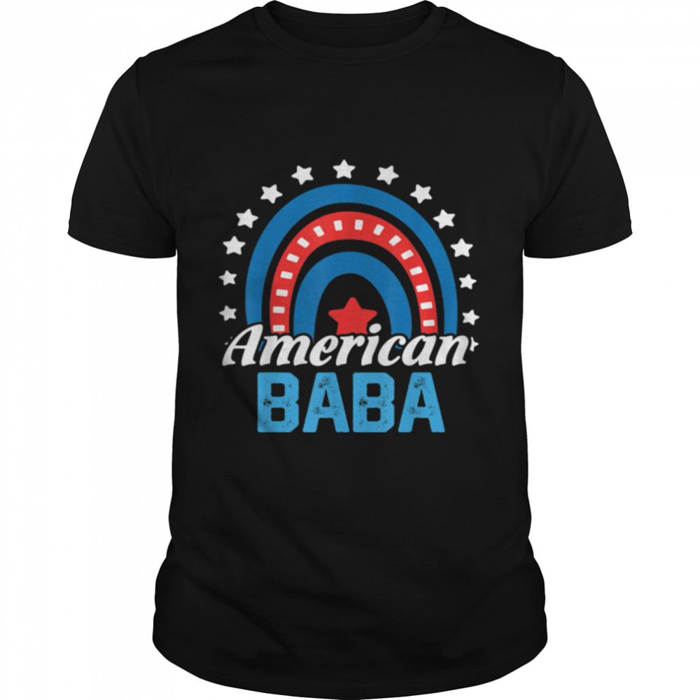 American Baba Rainbow Usa Flag 4Th Of July Patriotic T-Shirt B0B3Src42T