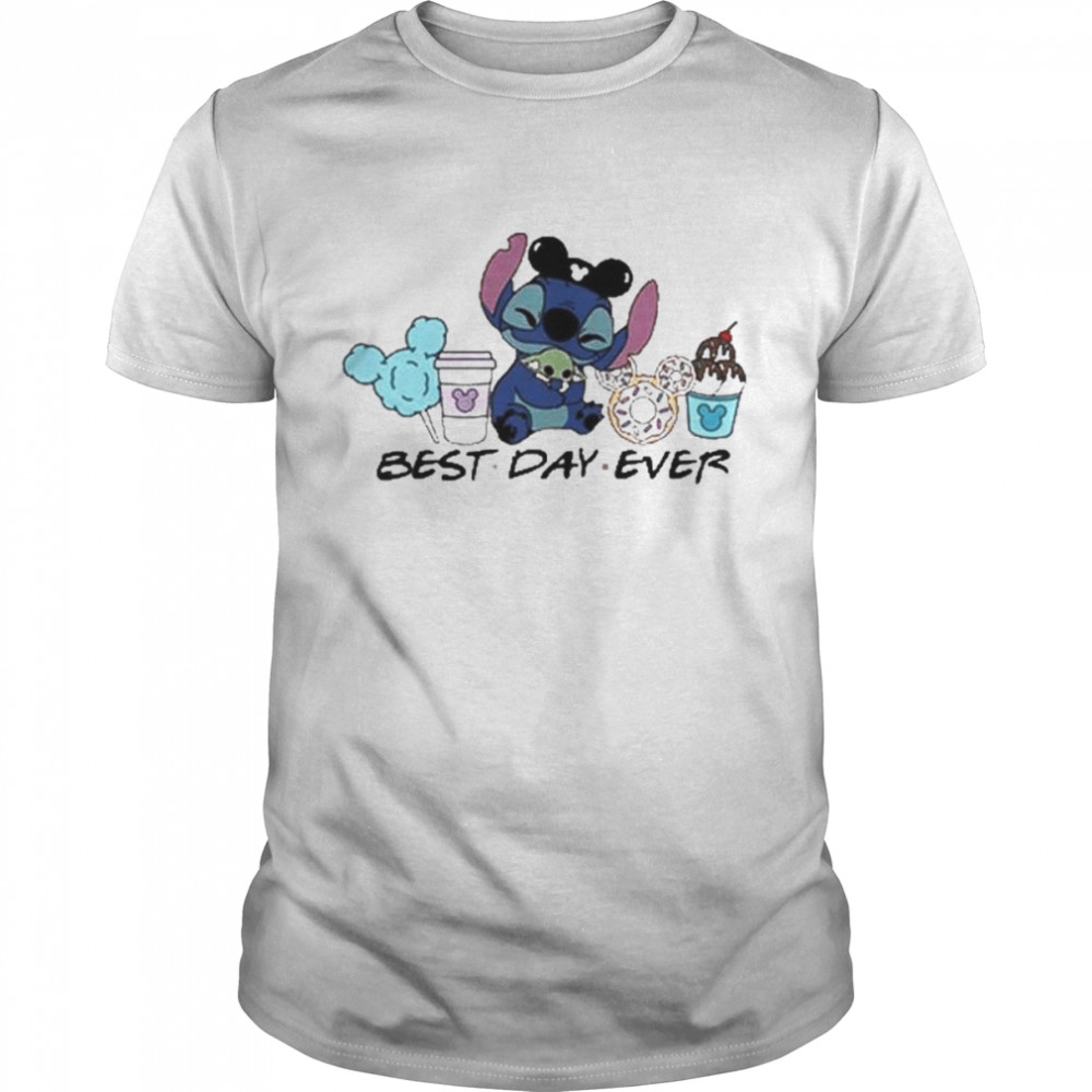 Best Day Ever Stitch And Baby Yoda Snacks Disneyworld Family Disneyland T-Shirt
