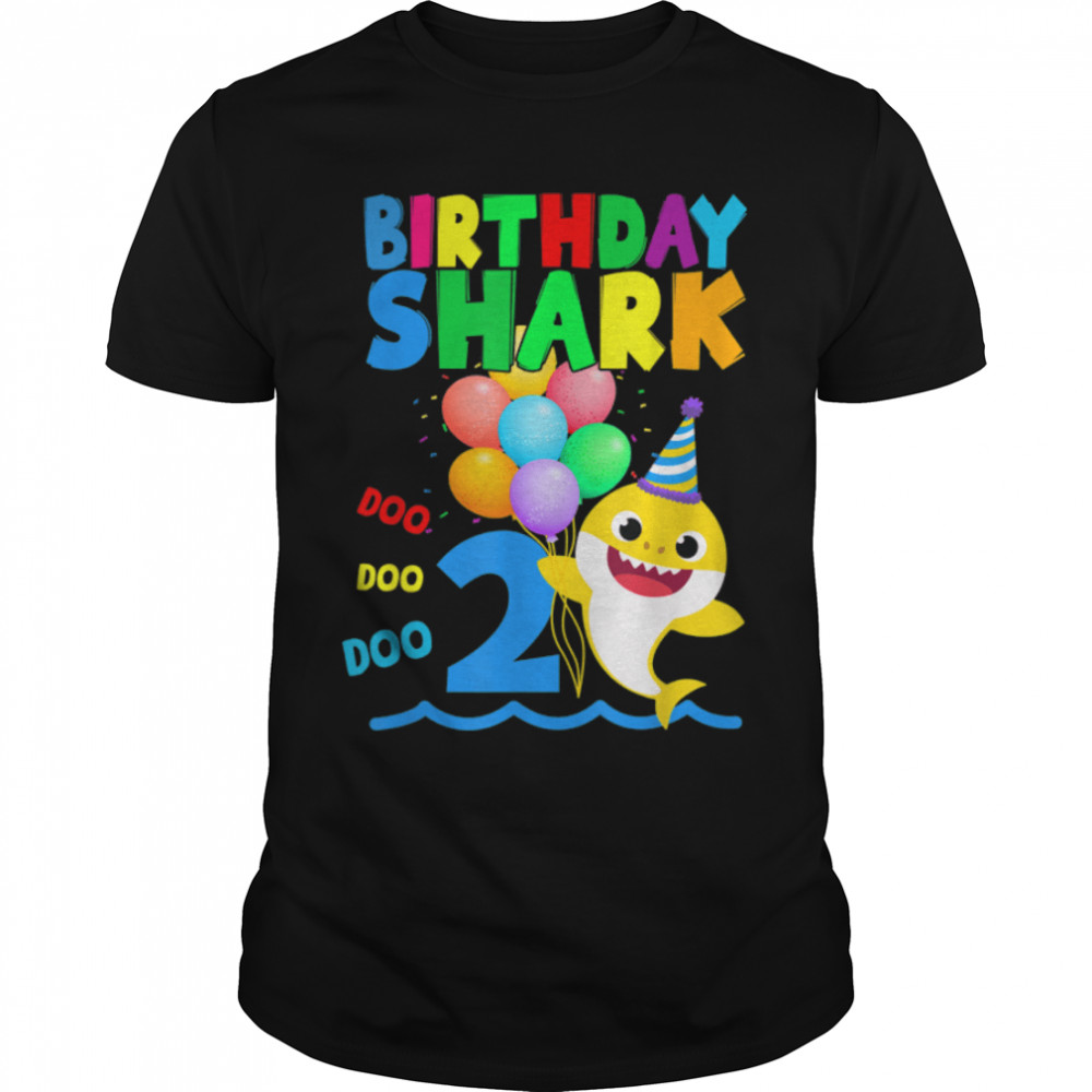 Birthday Kids Shark 2 Years Old 2nd Family Father's Day T-Shirt B0B41KVD2J