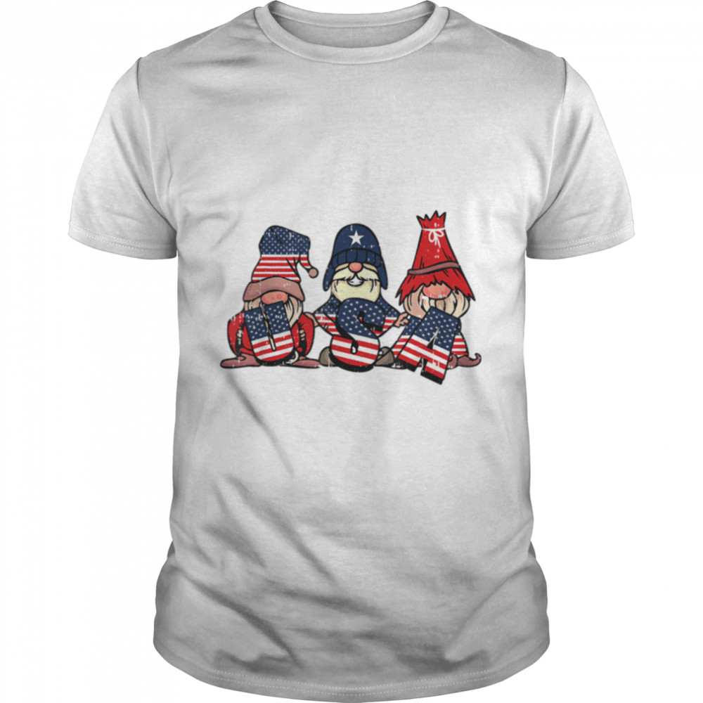 Fourth Of July Shirt Usa Shirt 4th Of July American Gnomes Celebrating Independence Day T-Shirt American Flag Shirt America Shirt