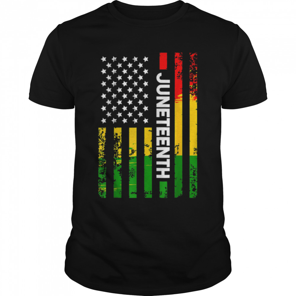 June 19th History Of Afircan Us American Flag Juneteenth T-Shirt B0B3STGVLY