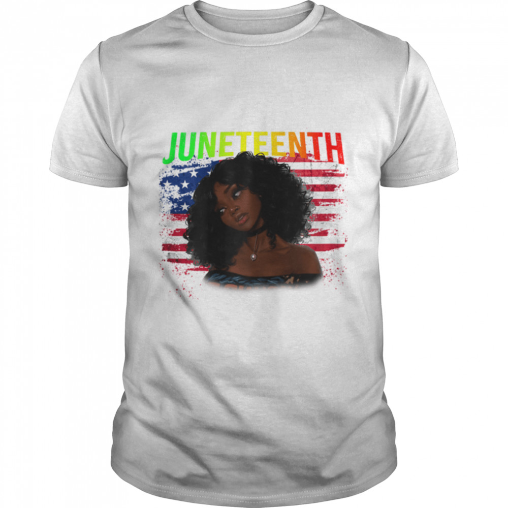 Juneteenth Freedom Day Melanin Black Women Natural Hair Afro T-Shirt B0B41F9Kz4