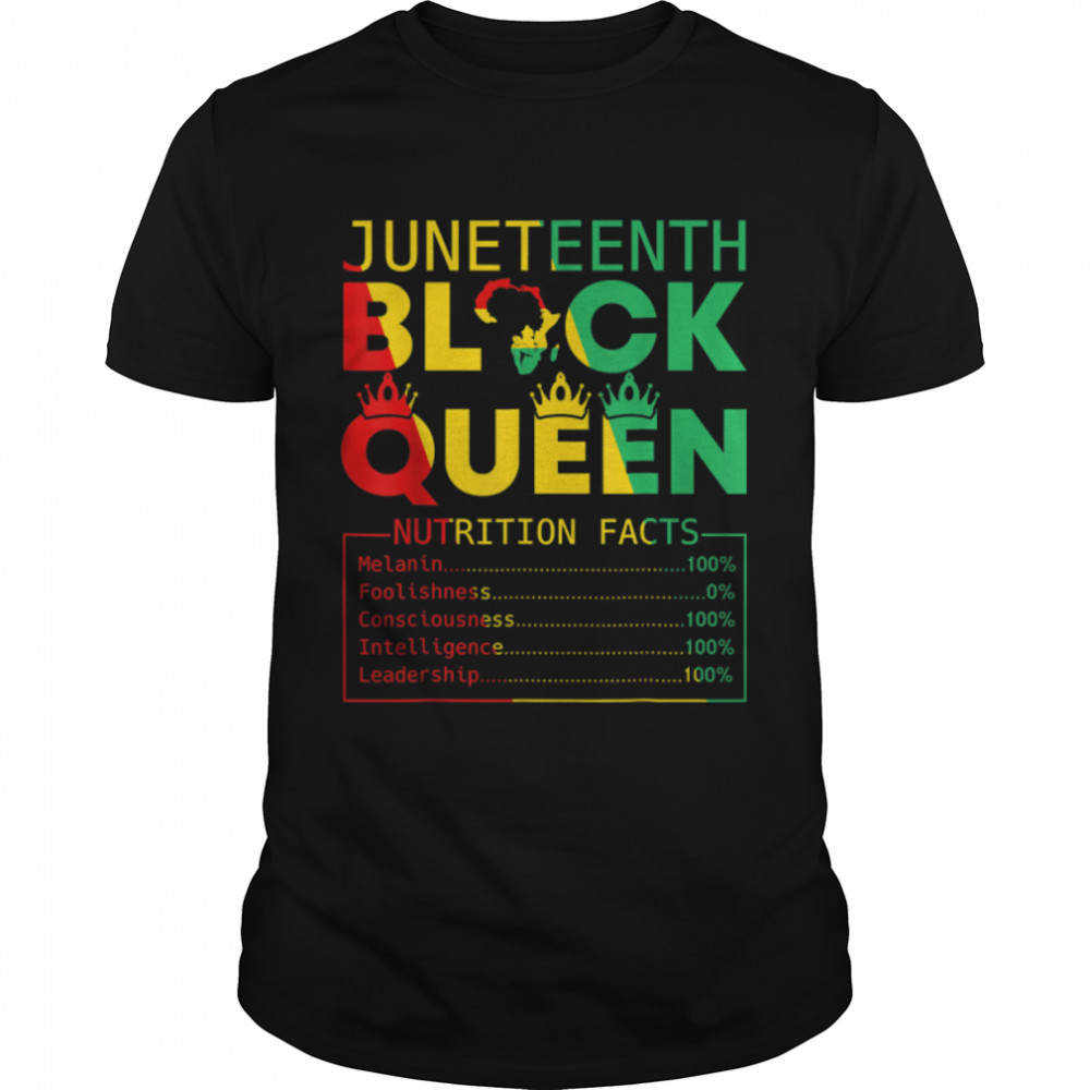 Juneteenth Womens Black Queen Nutritional Facts 4th Of July T-Shirt B0B412PPRN