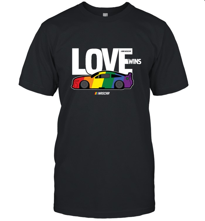 Nascar Checkered Flag Black Love Wins T-Shirt