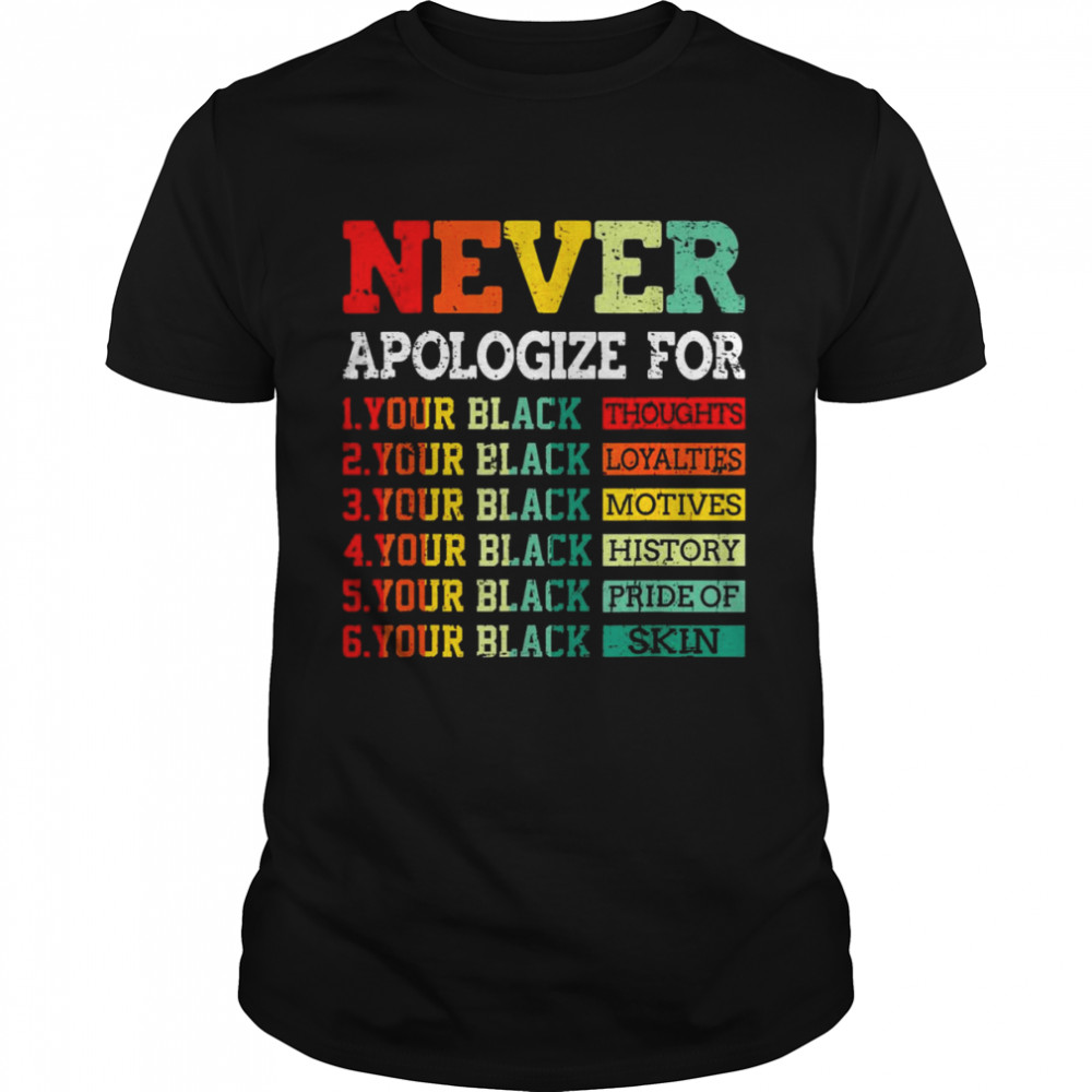Never Apologize For Your Blackness Juneteenth Freedom 1865 Shirt