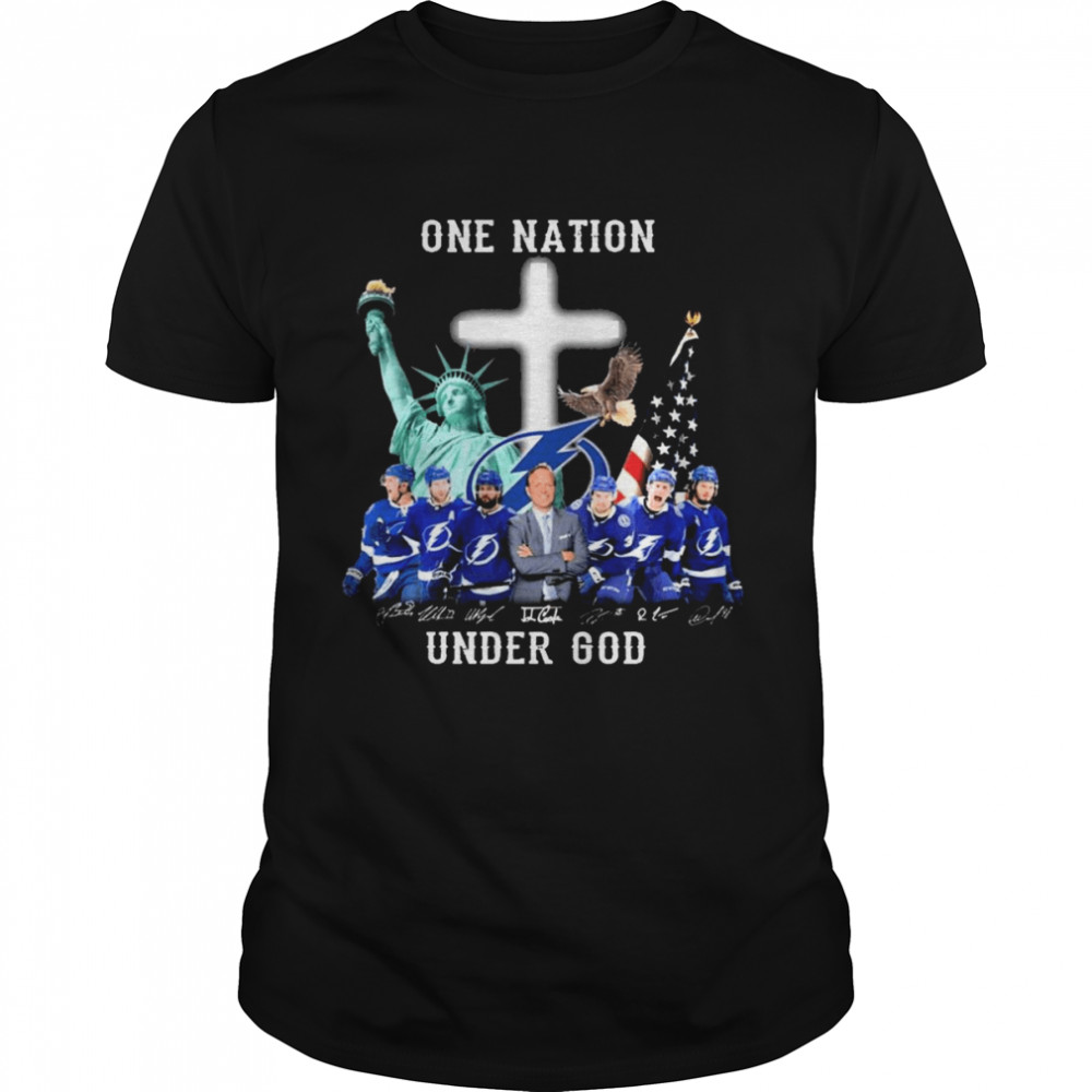 One Nation Under God Tampa Bay Lightning Champions Signatures  Classic Men's T-shirt