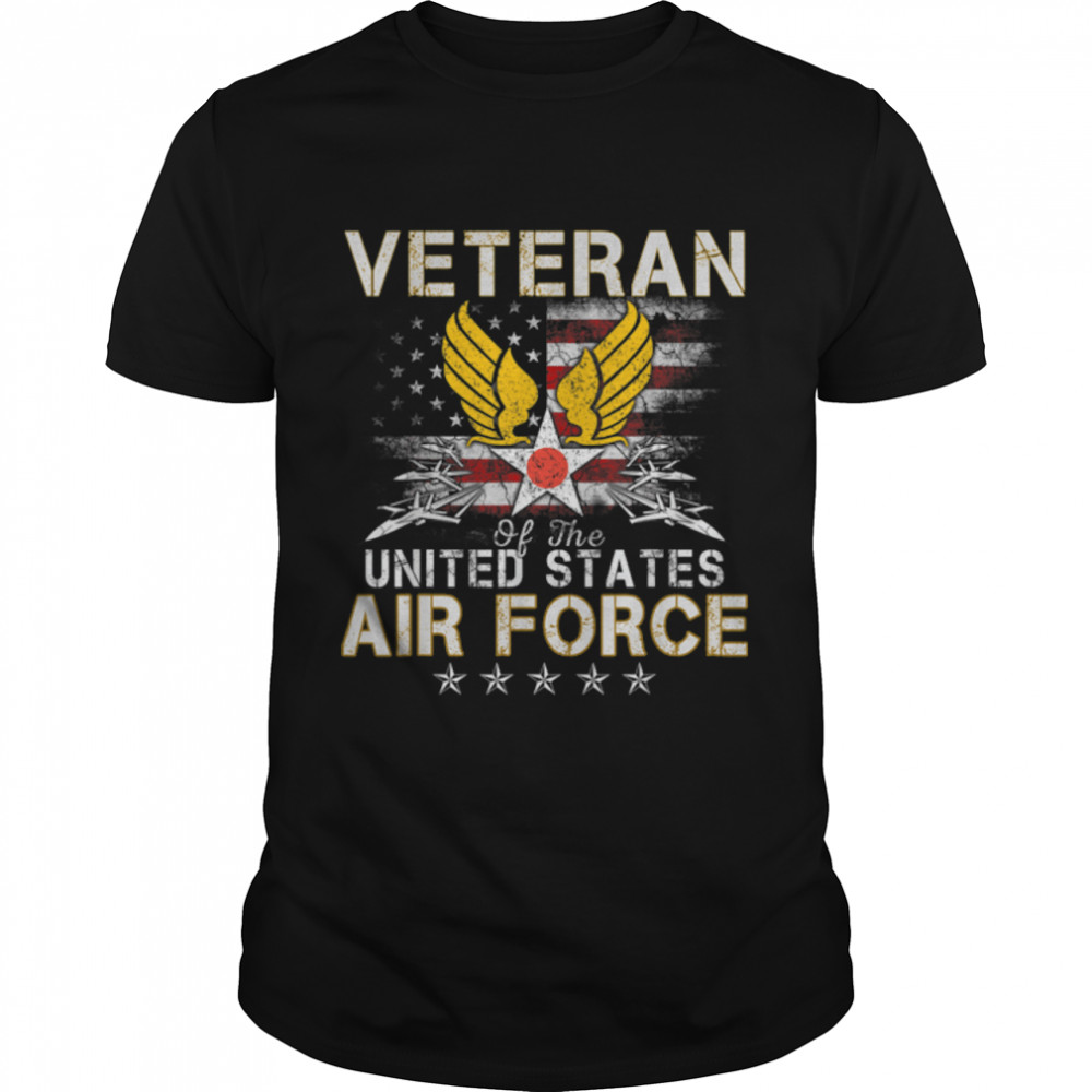 Vintage Usa Flag Proud Us Air Force Air Corps Veteran Mens T-Shirt B0B3Zwfxhl