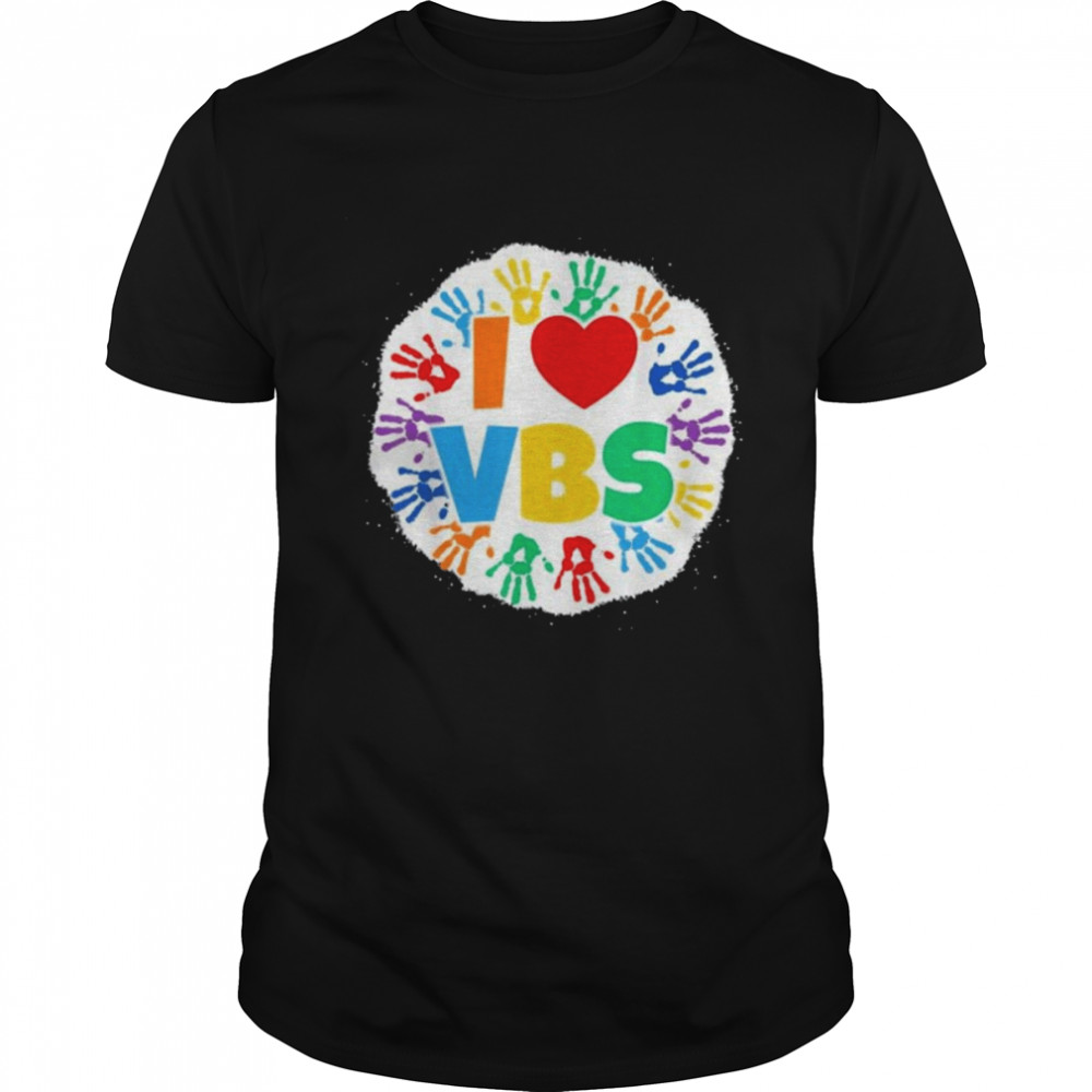 2022 Vacation Bible School Bleached Handprints I Love Vbs Shirt