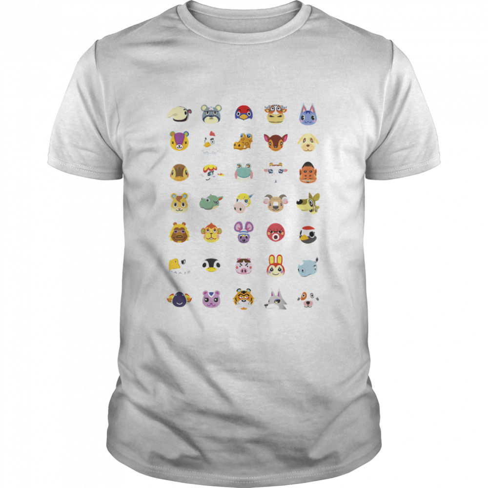 Animal Crossing New Horizons Group Shot Character Faces T-Shirt