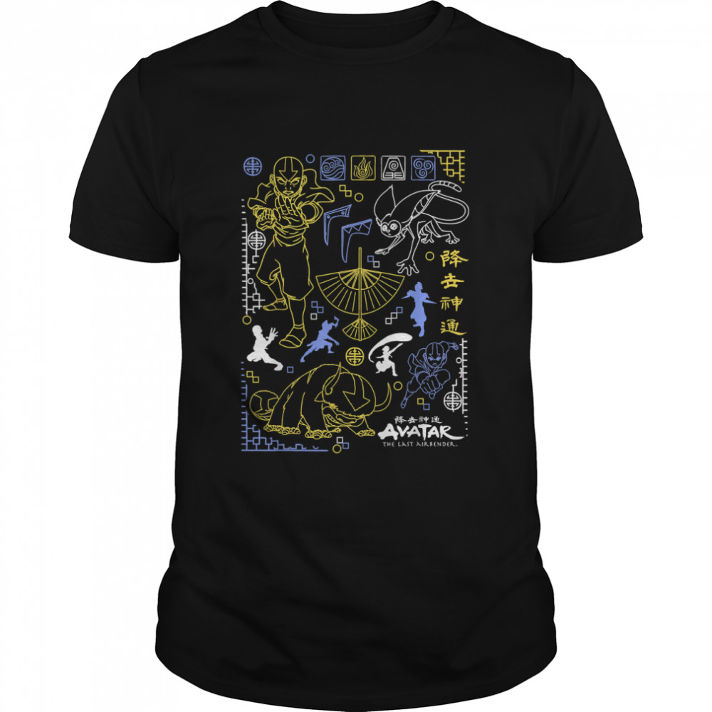 Avatar The Last Airbender Character Line Art T-Shirt