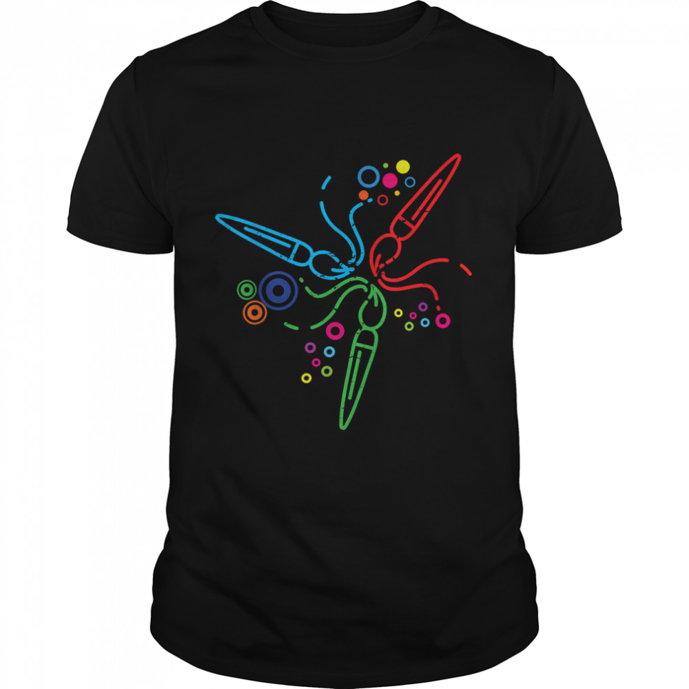 Brushes X3 Red, Blue And Green Artistic Painter Gift T-Shirt