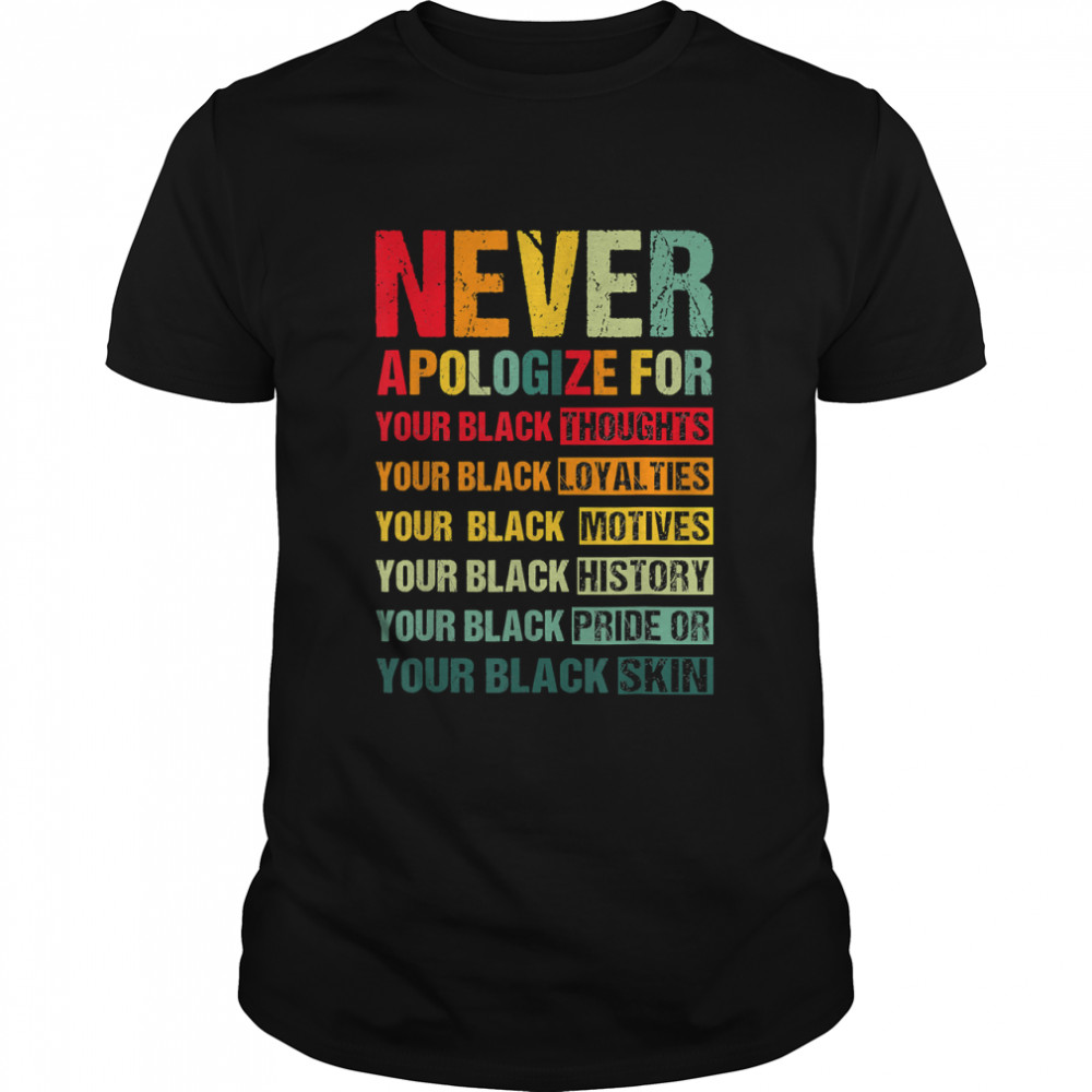 Juneteenth Black Pride Never Apologize For Your Blackness T-Shirt