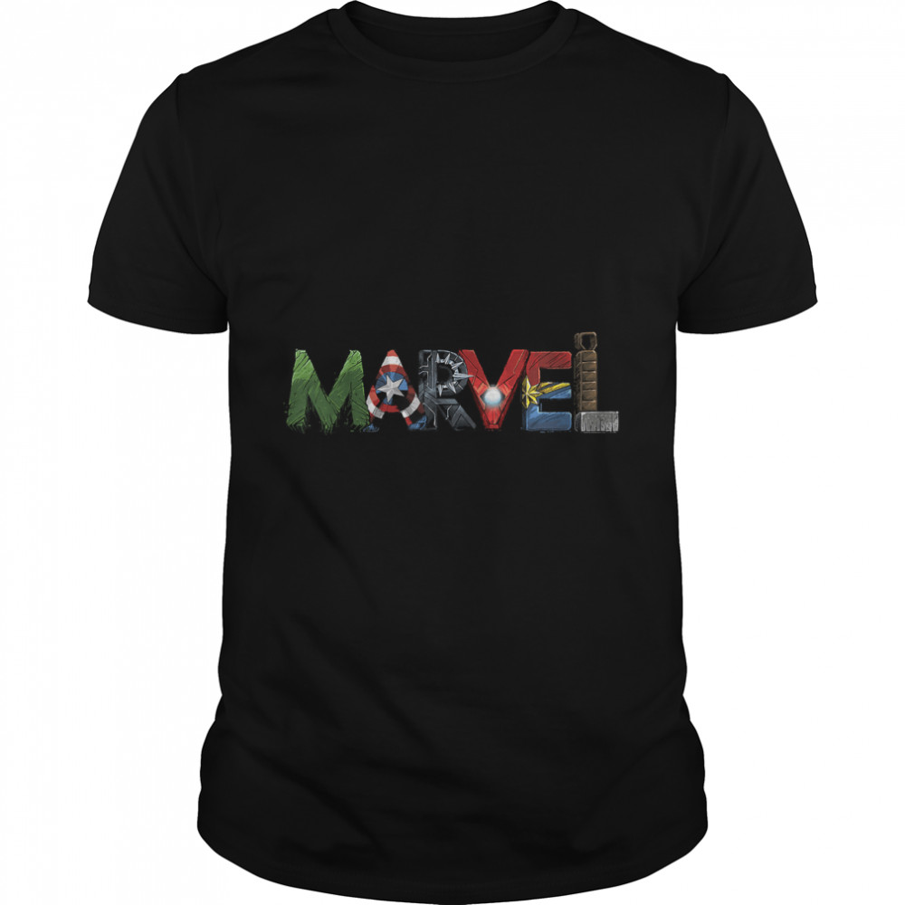 Marvel Avengers Character Text Portrait T-Shirt