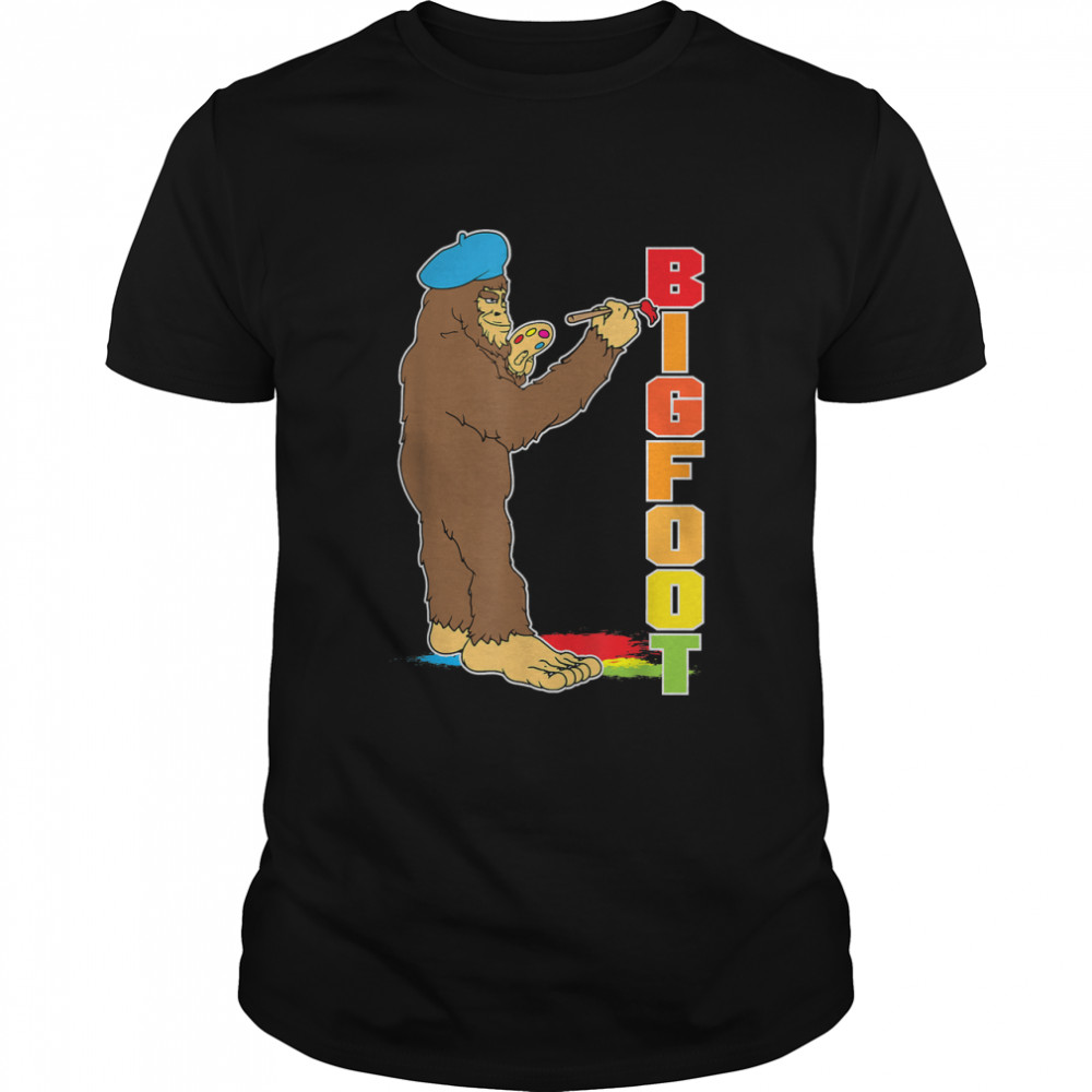 Painter Bigfoot Sasquatch Artist Painting Fun Gift T-Shirt