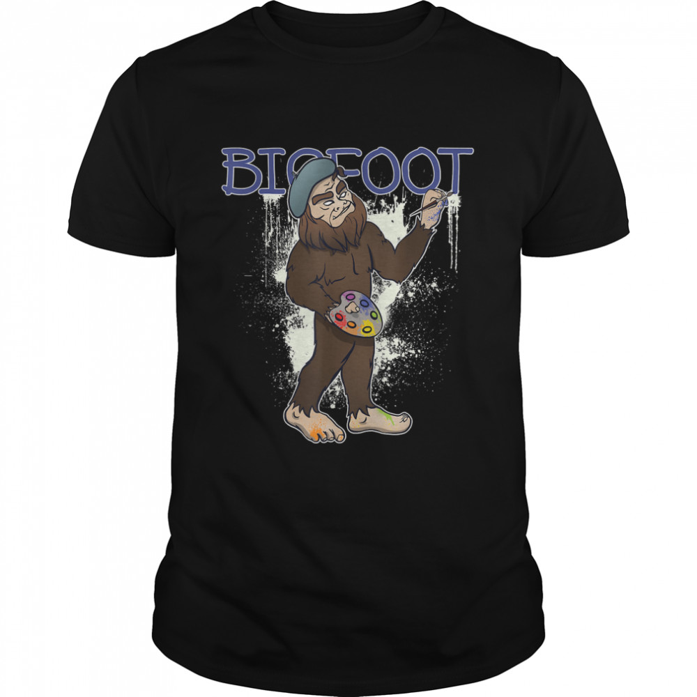 Painter Bigfoot Sasquatch Artist Painting Funny Gift T-Shirt