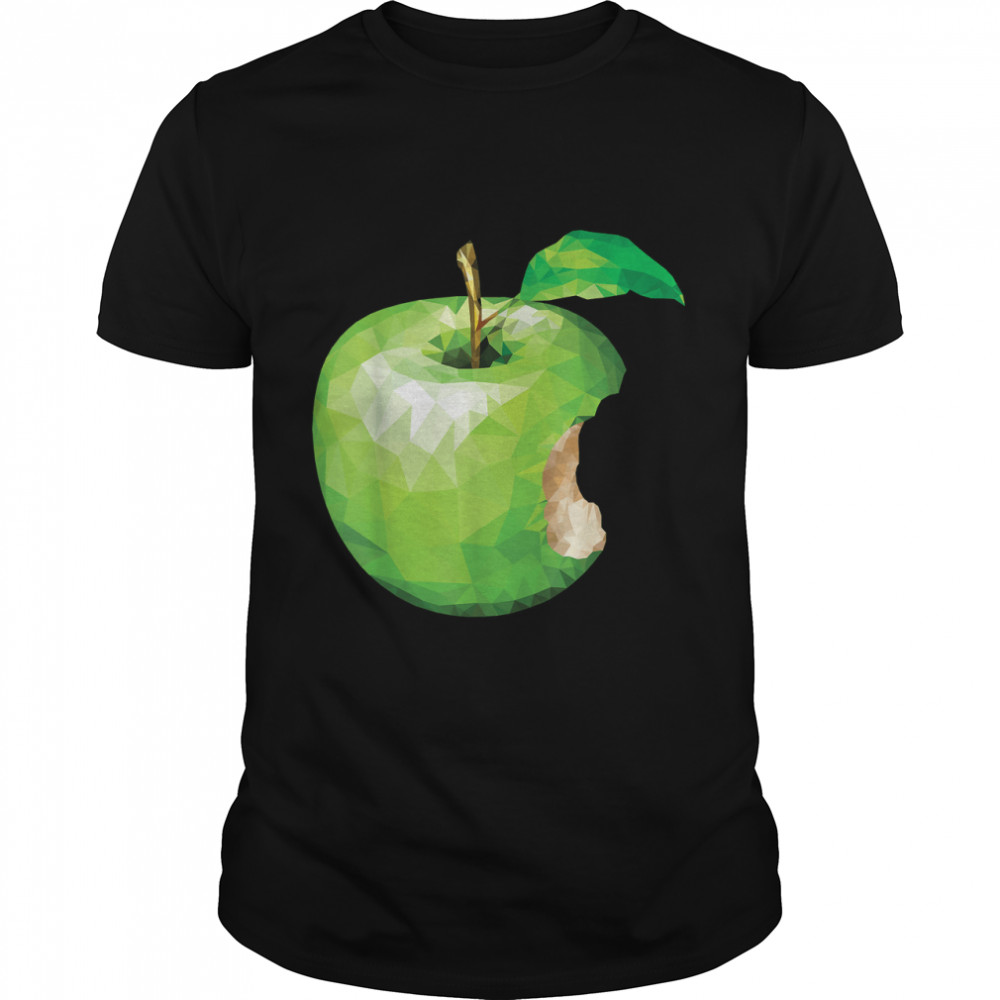 Polygonal Bitten Green Apple T-Shirt