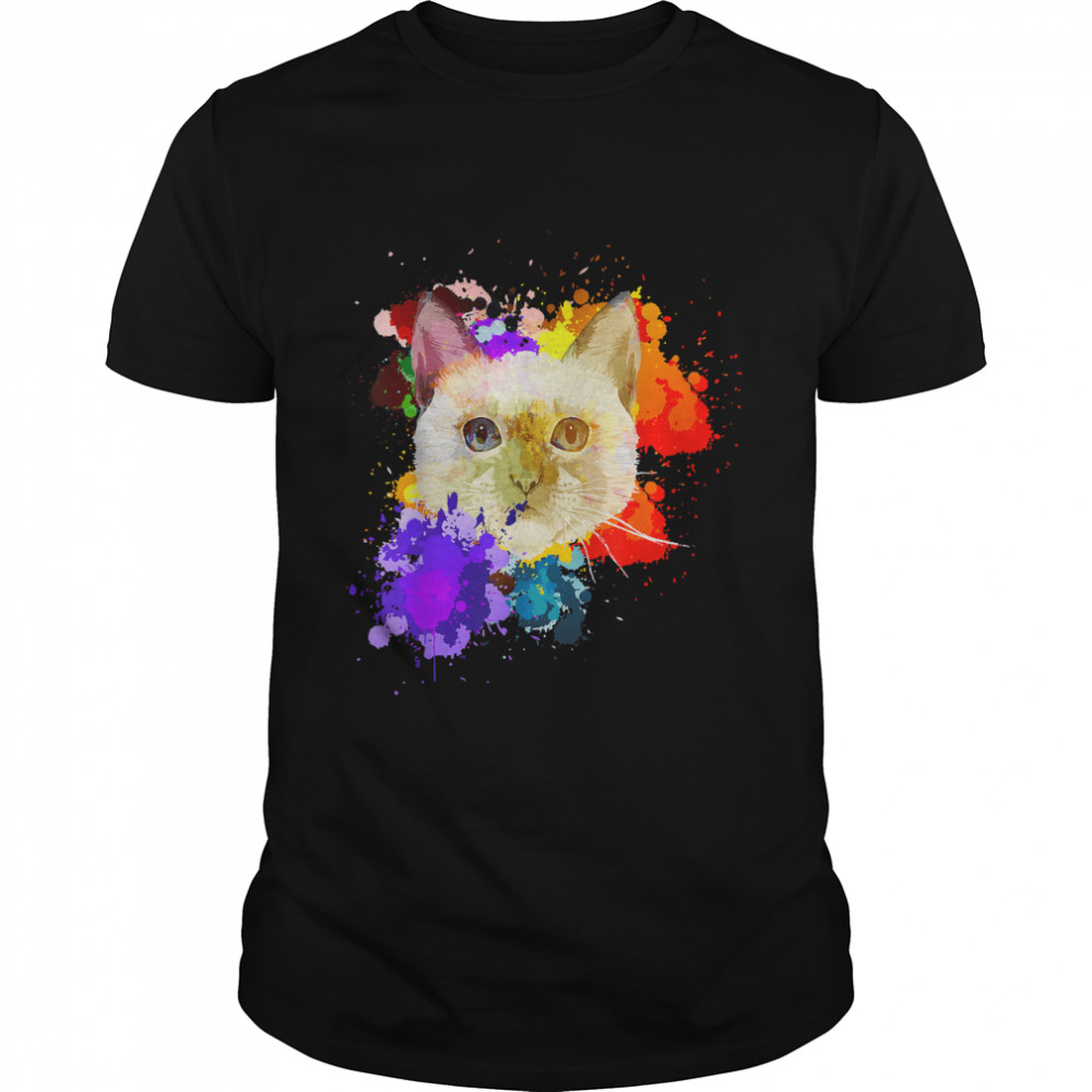 Pretty Cat Kitten Funny Animal Color Splash Gift T-Shirt
