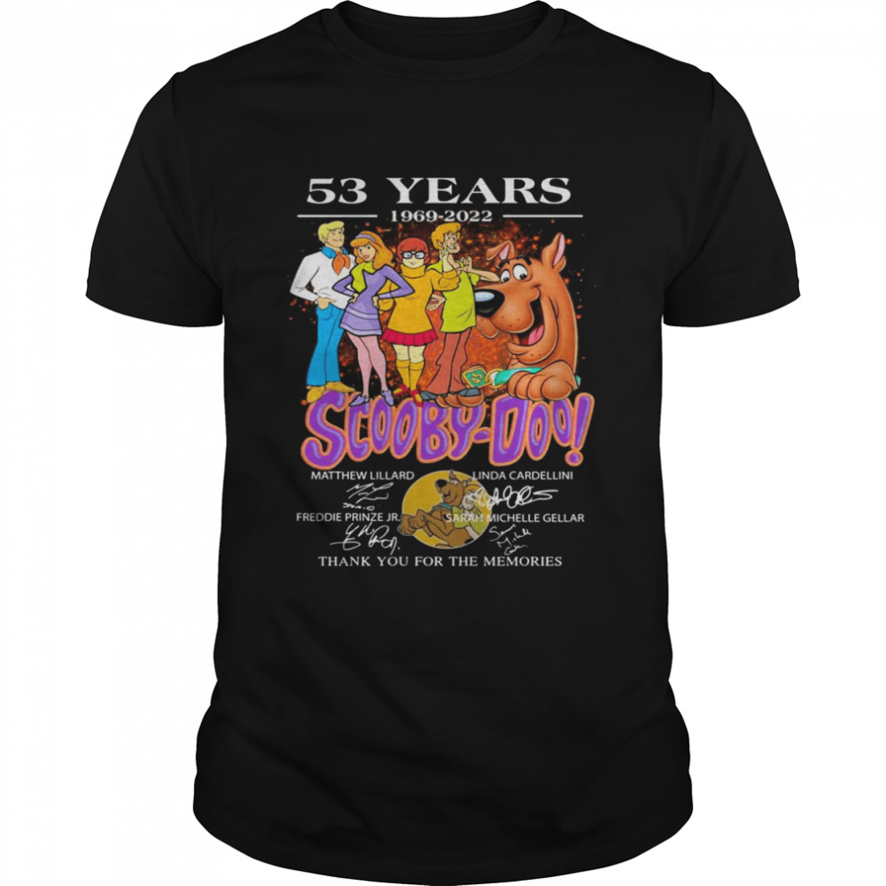 Scooby-Doo 53 Years 1969 2022 Signatures Thank You For The Memories T-Shirt