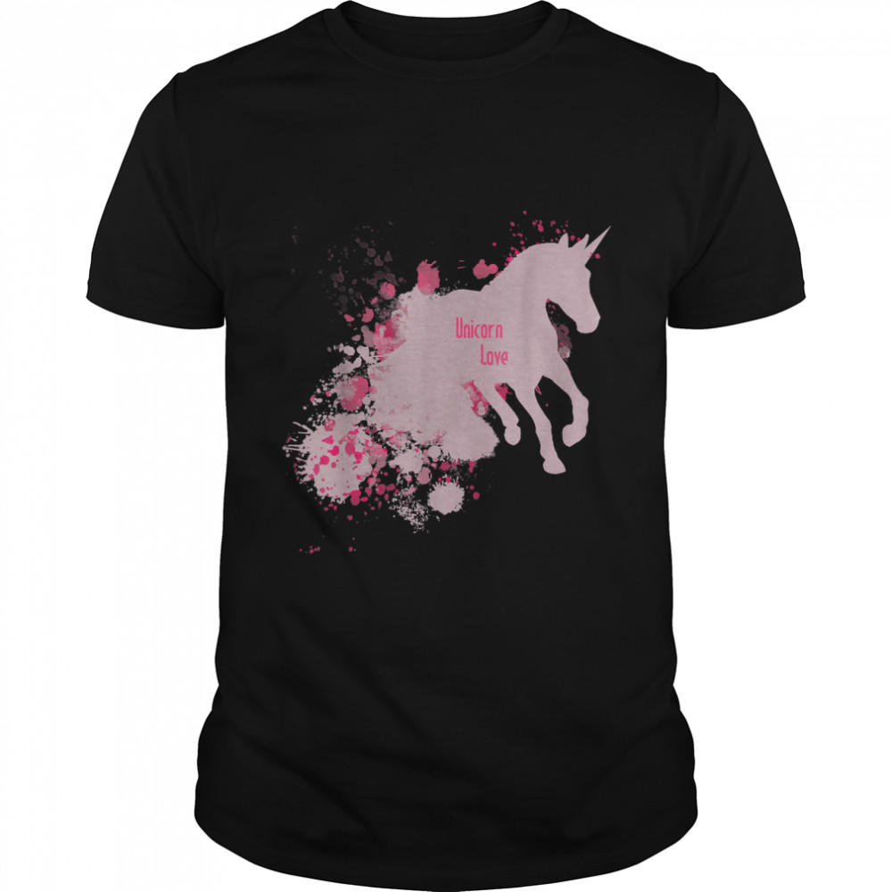 Super Cute Aquarelle Water Splash Unicorn Silhouette T-Shirt