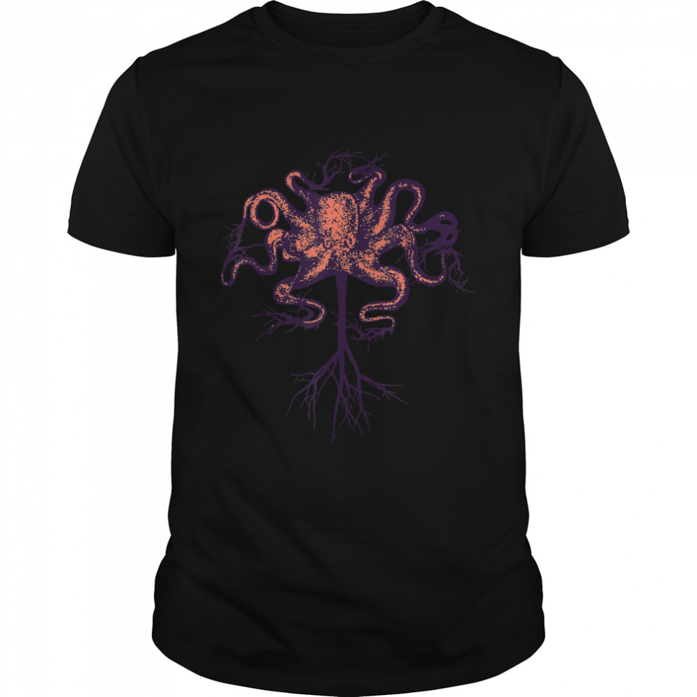 Tree With Pink Octopus Root Vintage Art Artist Gift T- Classic Men's T-shirt