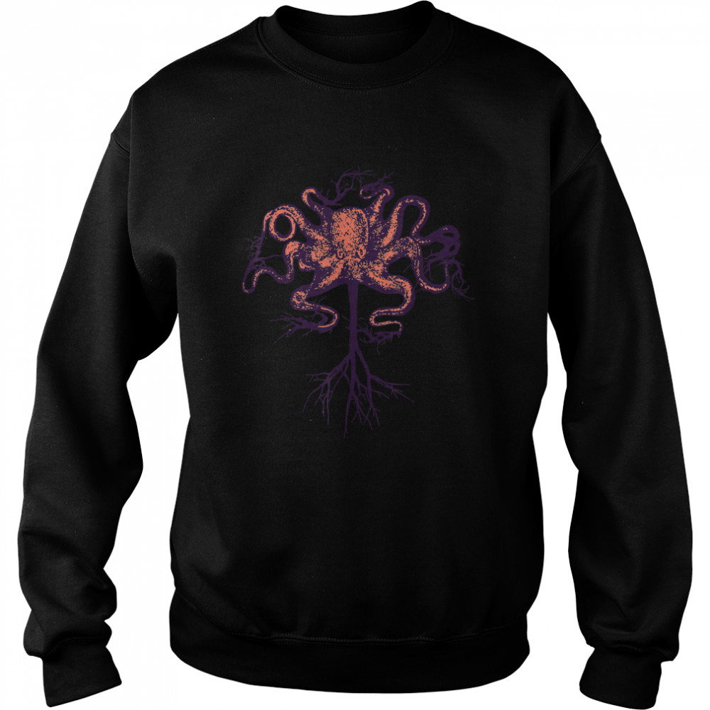 Tree With Pink Octopus Root Vintage Art Artist Gift T- Unisex Sweatshirt