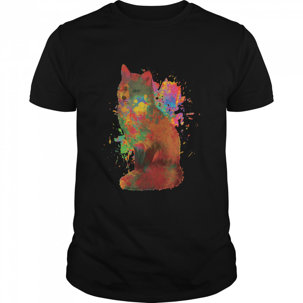 Wolf Lover Color Splash Design Artist Funny Gift T-Shirt