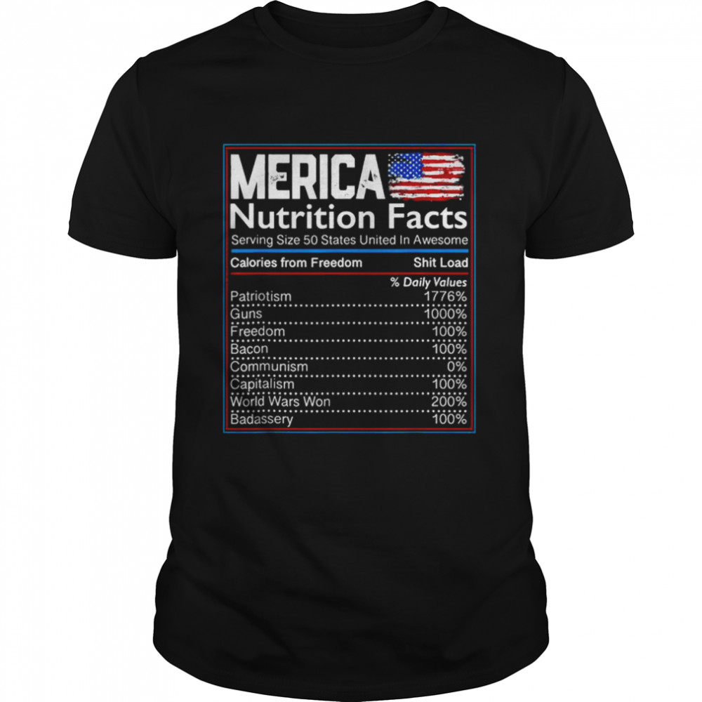 4Th Of July Proud American Merica Nutrition Facts Shirt