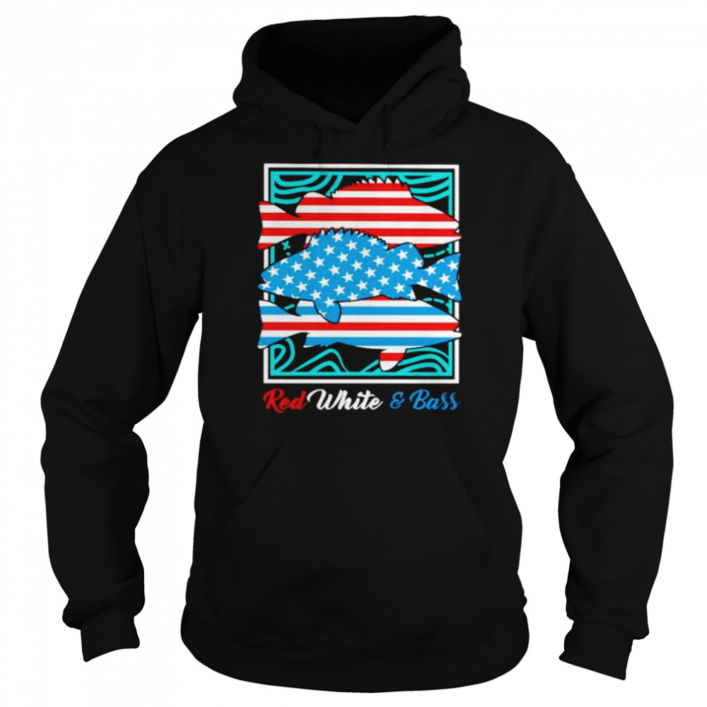 Fishing 4th of July red white and bass shirt Unisex Hoodie