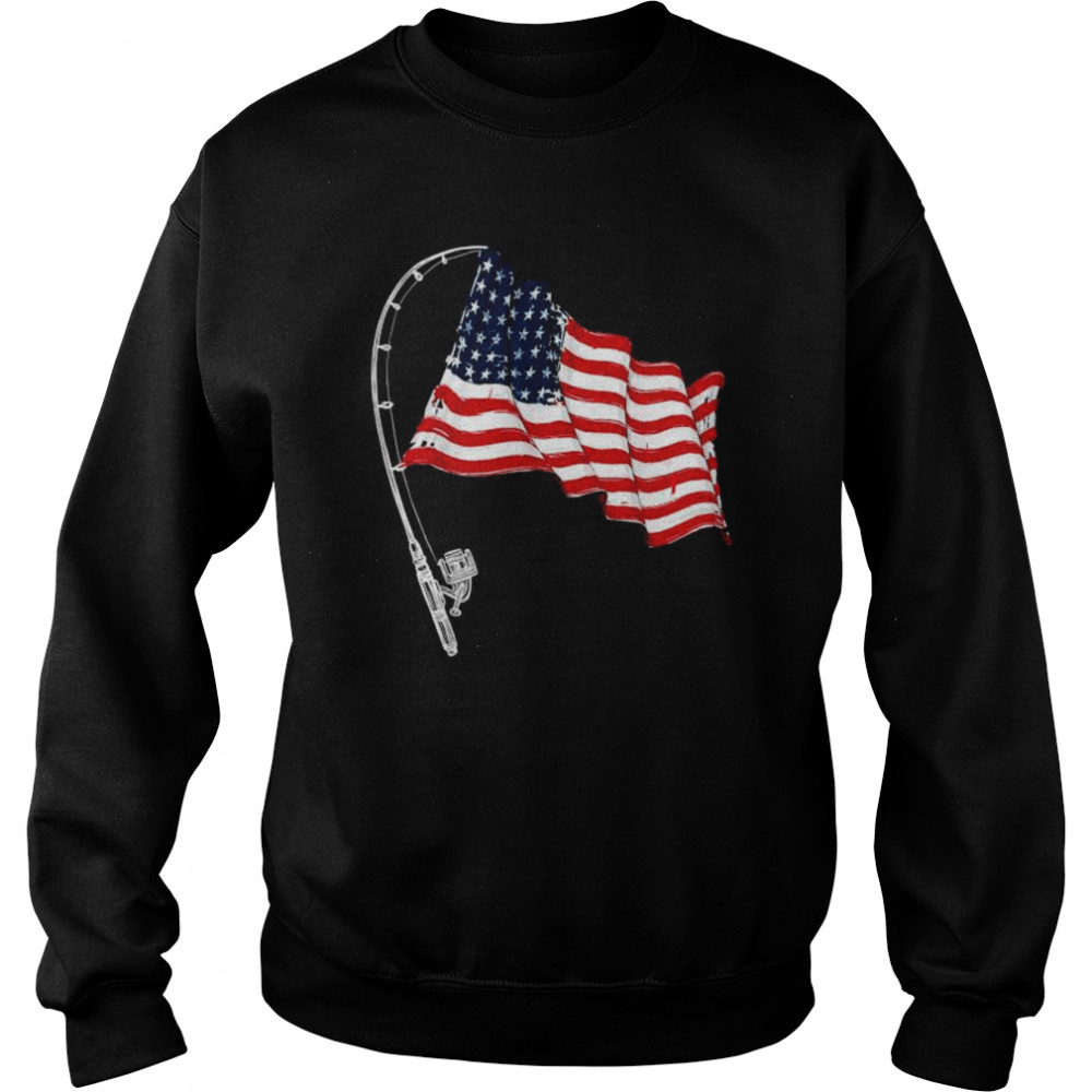 Fishing American flag fisherman patriotic day 4th of july shirt Unisex Sweatshirt
