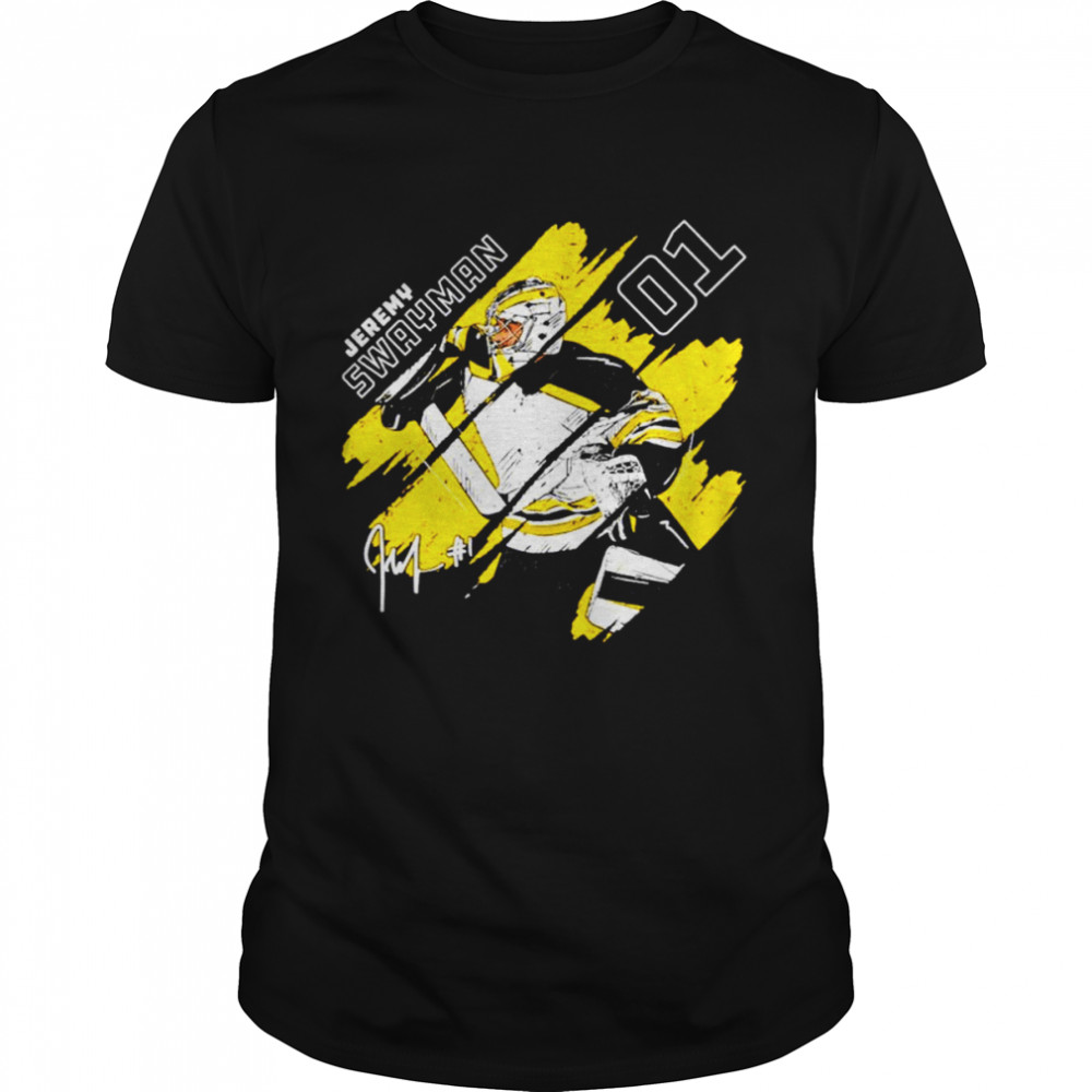 Jeremy Swayman Boston Bruins Stripes Signature shirt Classic Men's T-shirt