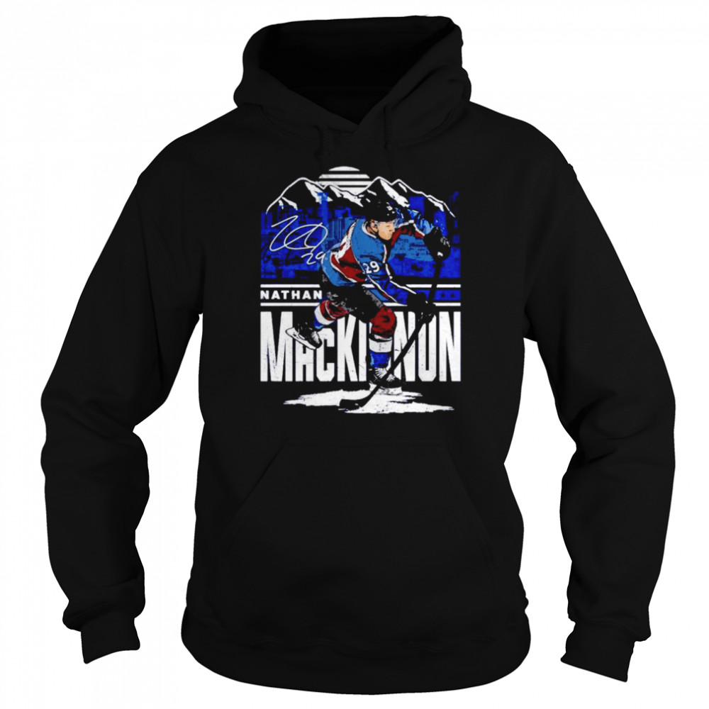 Nathan Mackinnon Colorado Avalanche Player Skyline signature shirt Unisex Hoodie