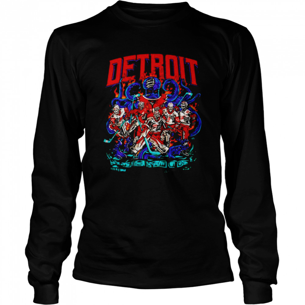 Skeleton Detroit Red Wings shirt Long Sleeved T-shirt