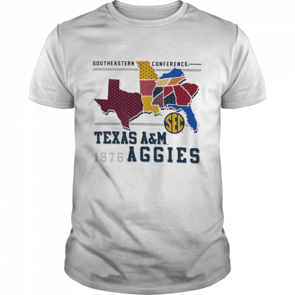 Texas A&M Aggies SEC Map 1876 Shirt