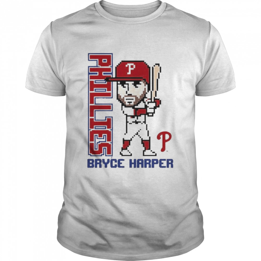 Bryce Harper Philadelphia Phillies Boys Grey Pixel Player Short Sleeve T-Shirt