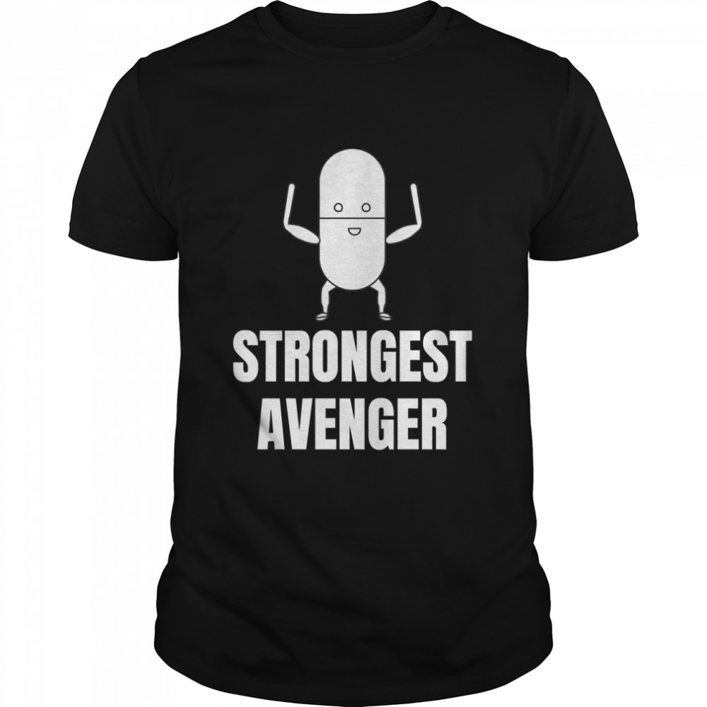 Funny Strongest Avenger White Bold Typography     Classic T-Shirt