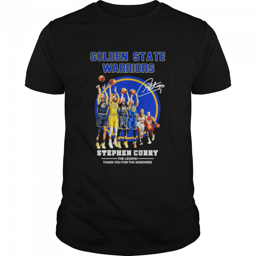 Golden State Warriors Stephen Curry The Legend Thank you For The Memories Signatures  Classic Men's T-shirt